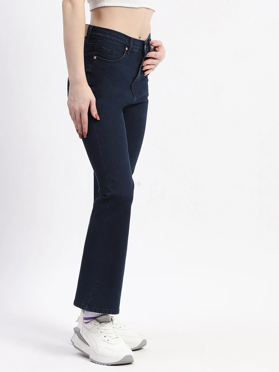 Madame Straight-Fit Dark Blue Cotton Denim Jeans - Image 3