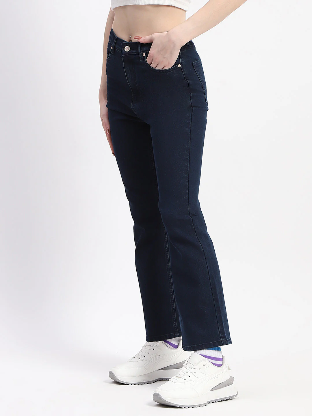 Madame Straight-Fit Dark Blue Cotton Denim Jeans - Image 4