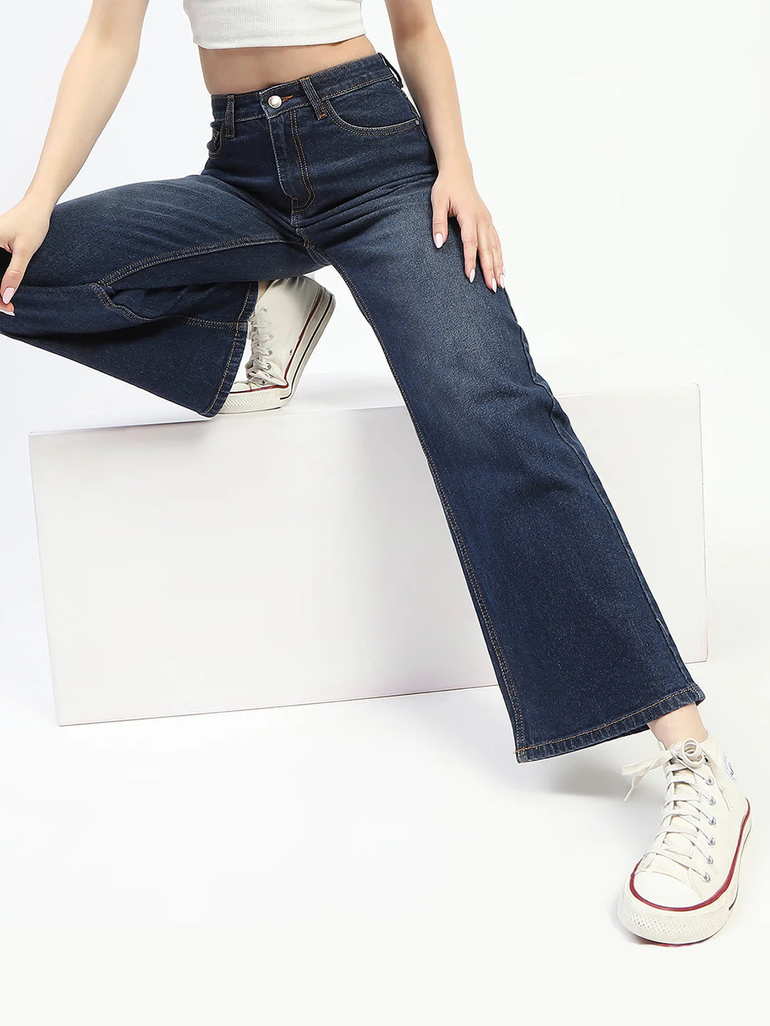 Madame Blue Wide-Leg Cotton Denim Jeans - Image 3