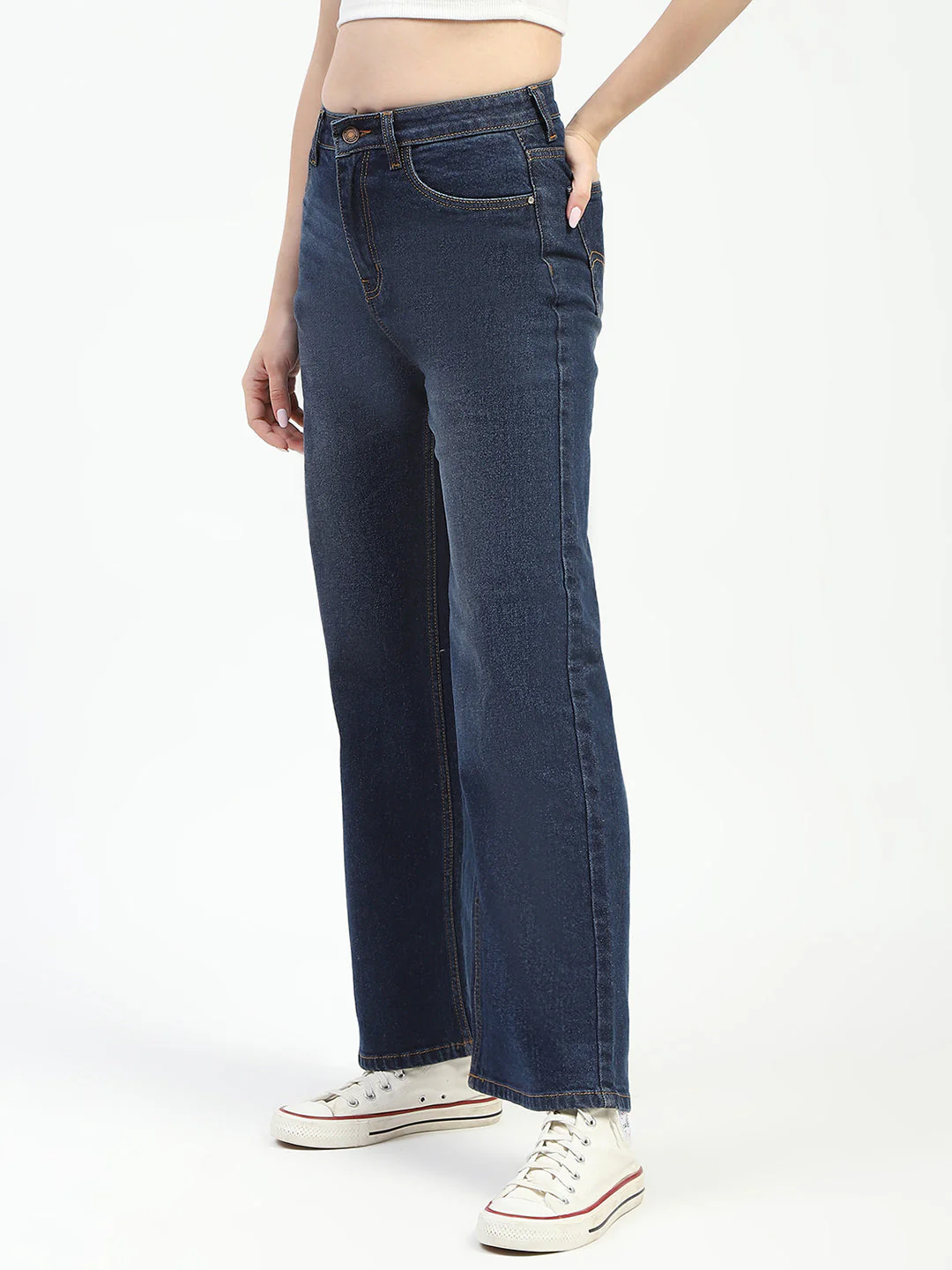 Madame Blue Wide-Leg Cotton Denim Jeans - Image 5
