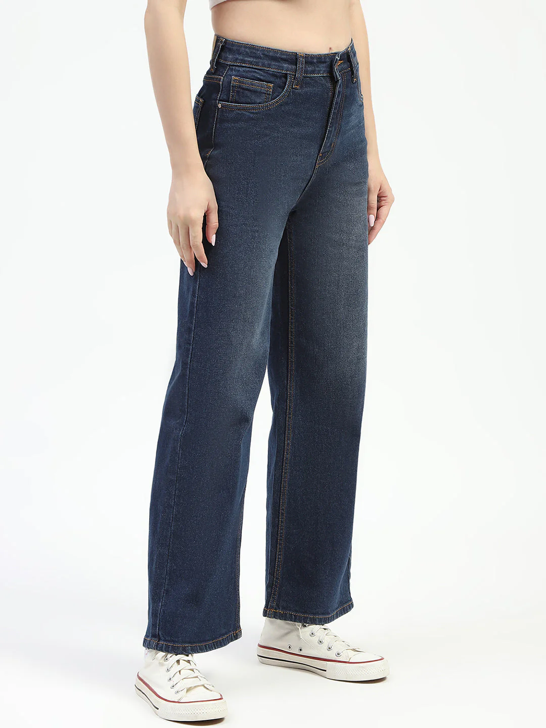 Madame Blue Wide-Leg Cotton Denim Jeans - Image 6