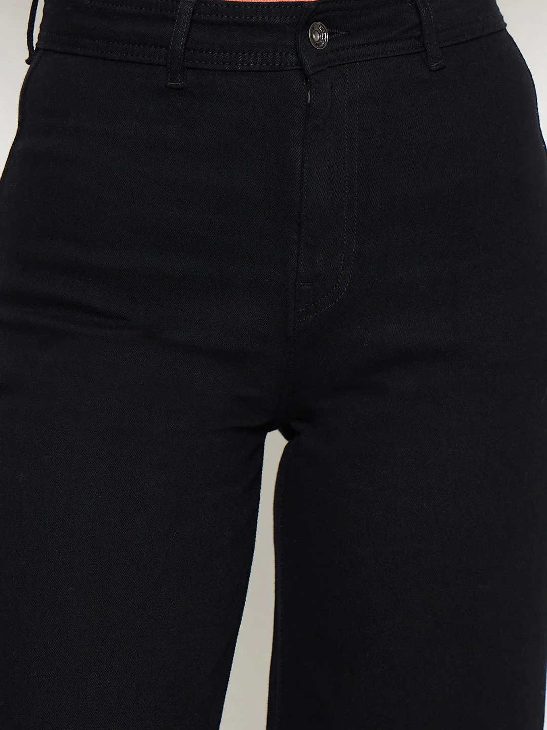 Madame Black Wide Leg Cotton Blend Denim - Image 6