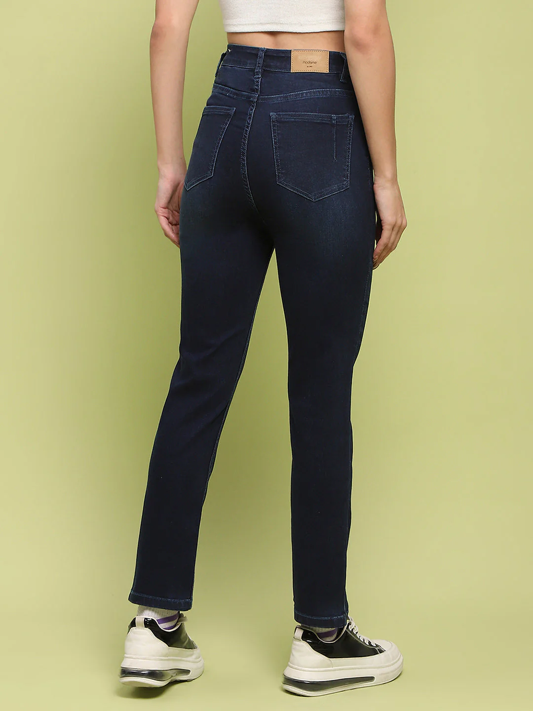 Madame Whiskered Dark Blue Cotton Denim Jeans - Image 6