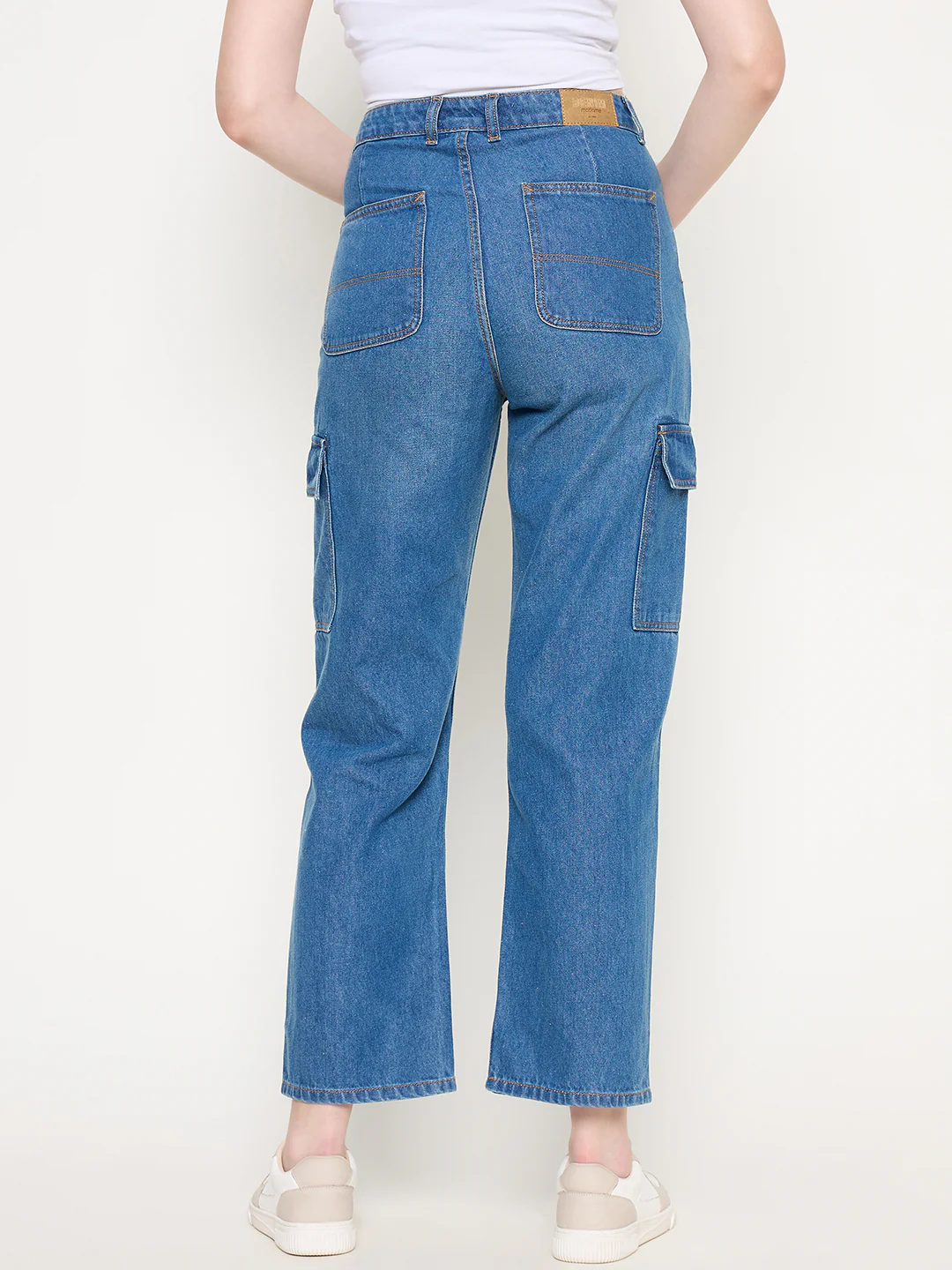Madame Cotton Straight Fit Mid Blue Denim - Image 4