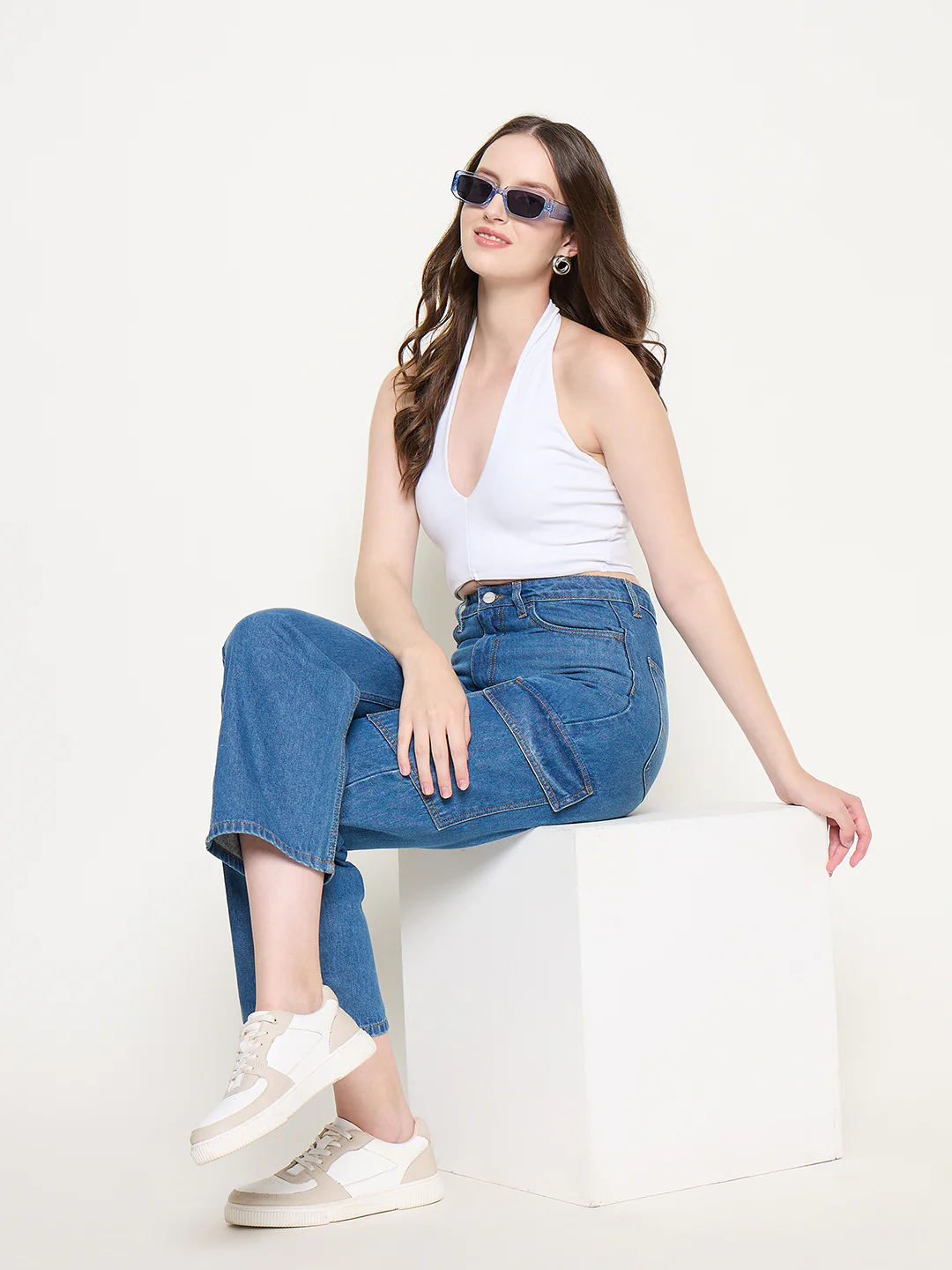 Madame Cotton Straight Fit Mid Blue Denim - Image 6