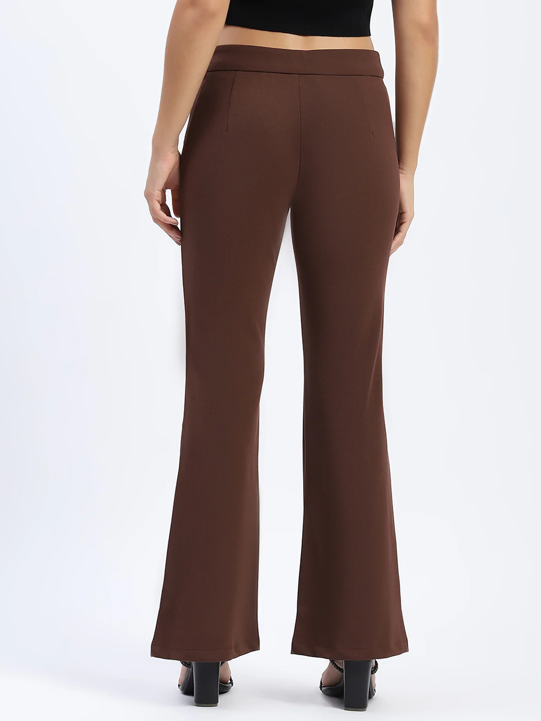 Madame Single Pleated Brown Flared Trousers - Image 4