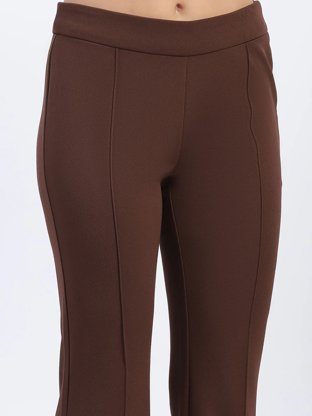 Madame Single Pleated Brown Flared Trousers - Image 6