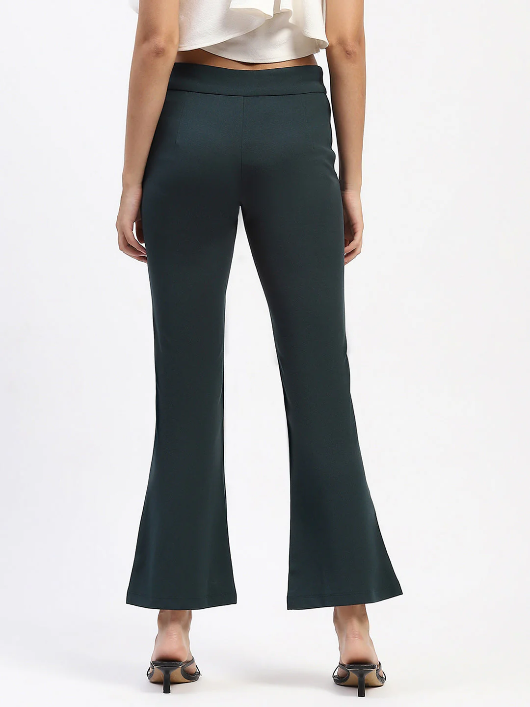 Madame Single Pleated Green Flared Trousers - Image 5