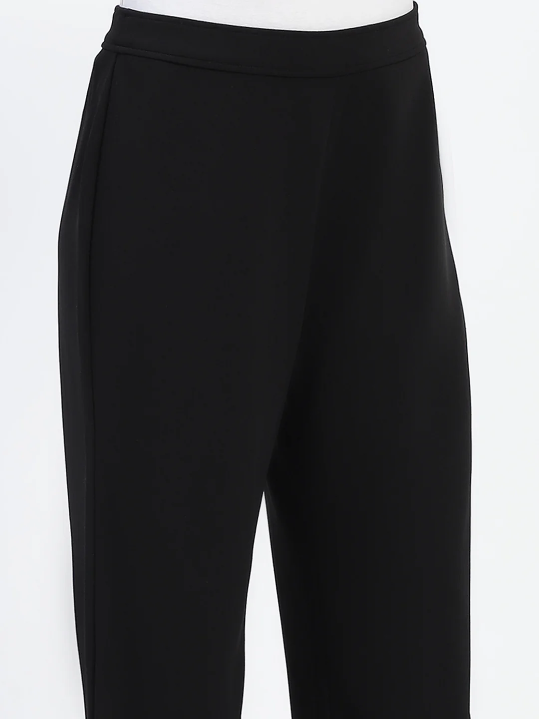 Madame Wide Legged Solid Black Trousers - Image 6