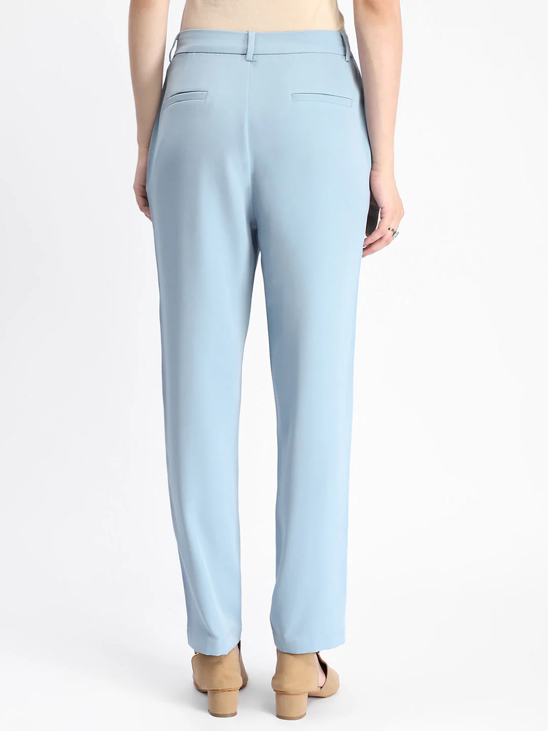 Madame Sky Blue Tapered Fit Trousers - Image 6