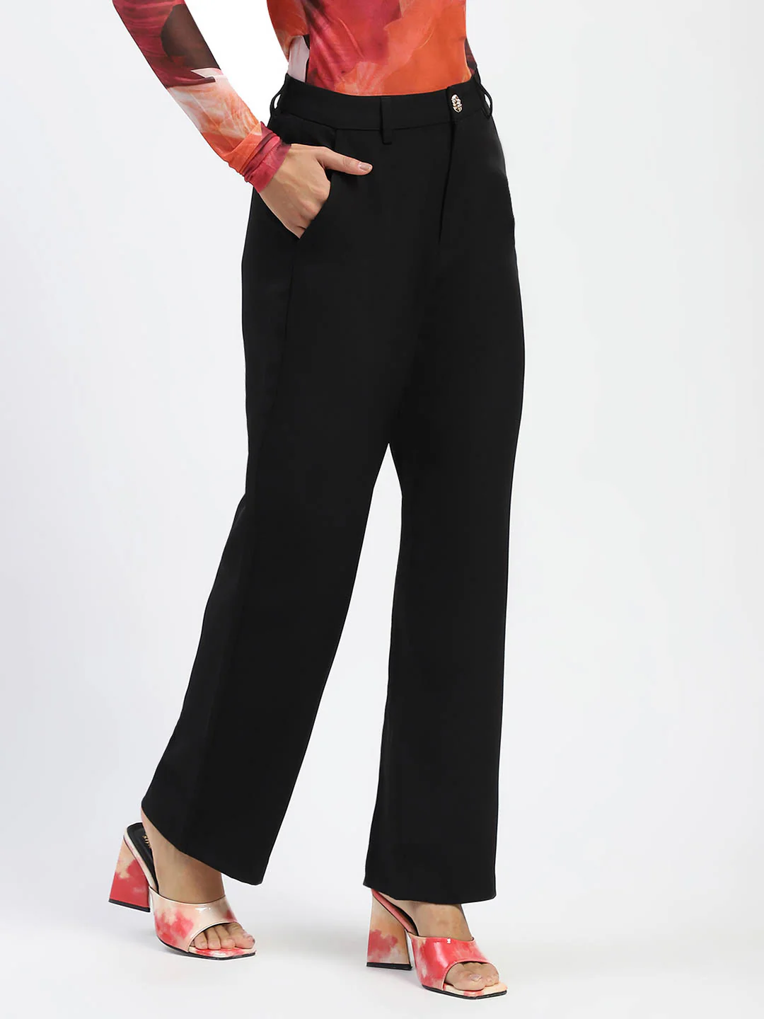 Madame Black Straight Fit Trousers - Image 3