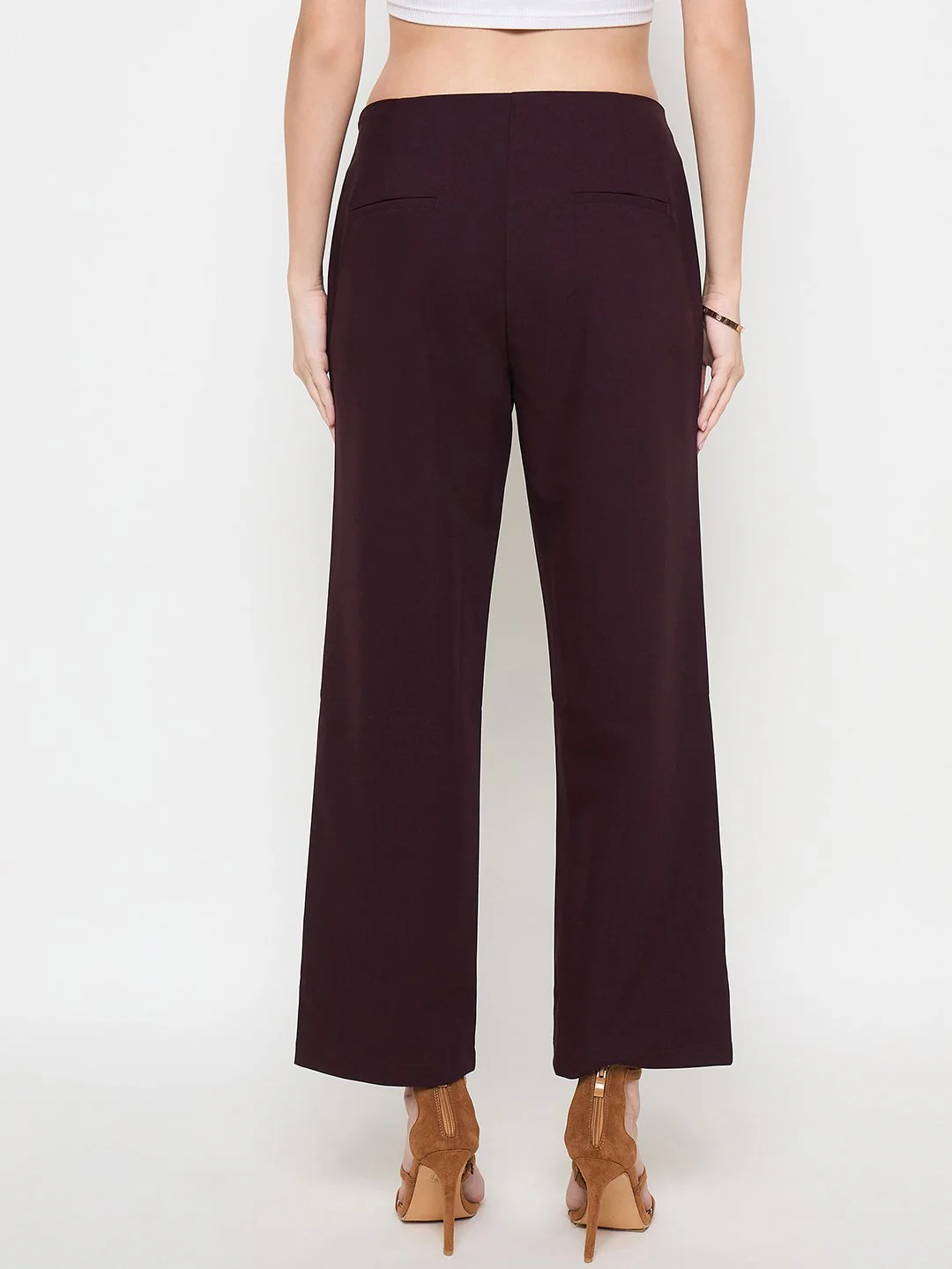 Madame Belted Straight Fit Wine Trousers - Image 5