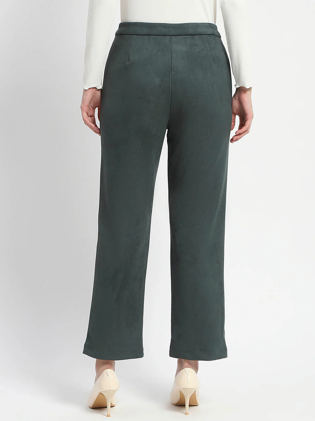 Madame Solid Green Pleated Gurkha Trousers - Image 5