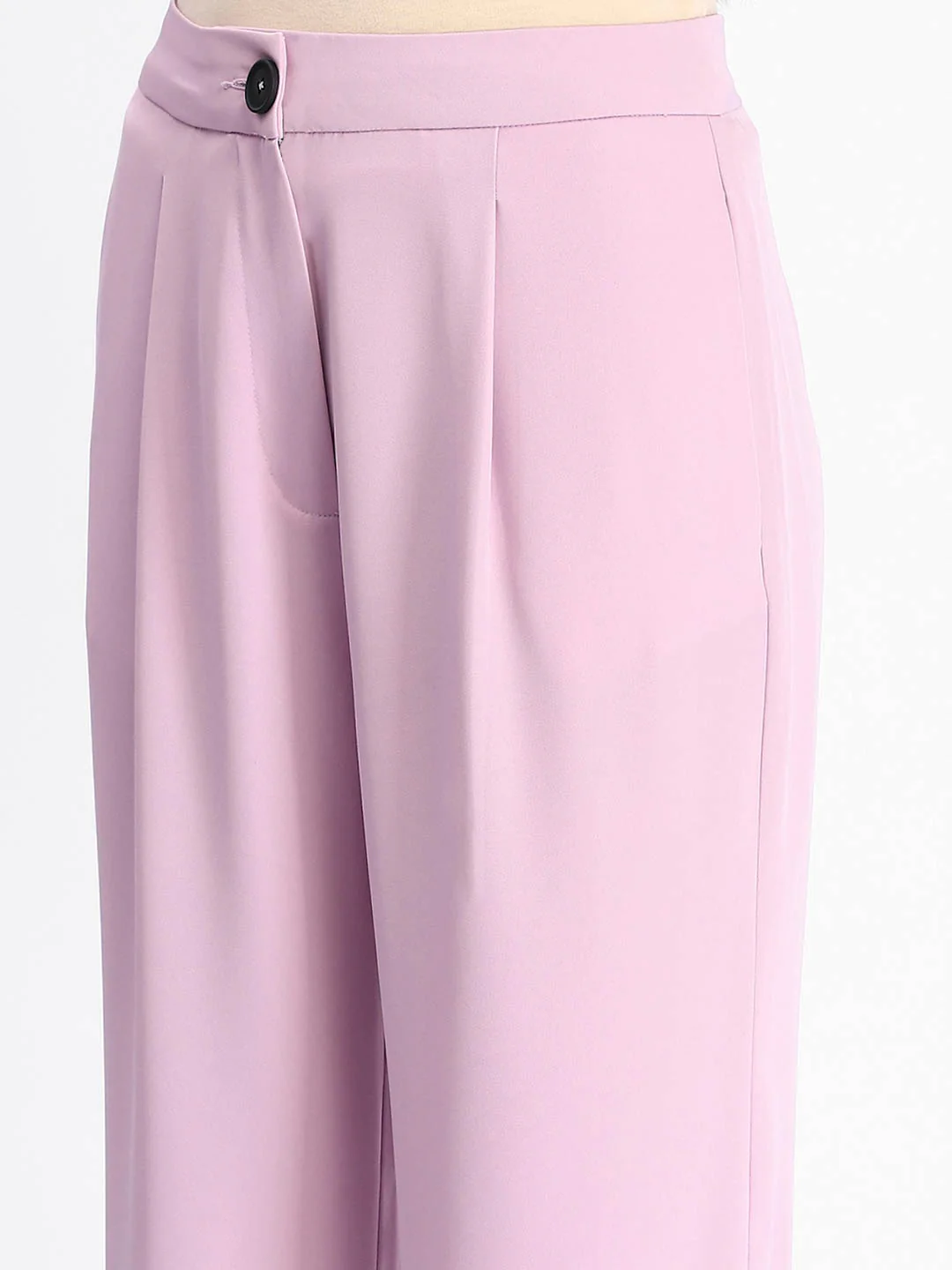Madame Solid Straight Buttoned Mauve Trousers - Image 6