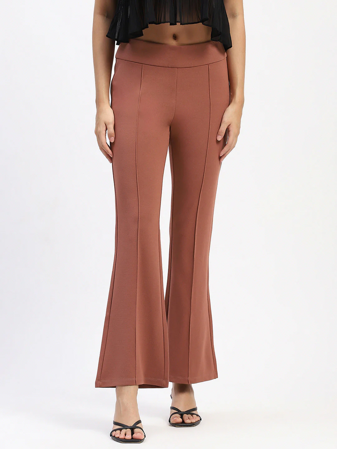 Madame Pleated Solid Rose Trousers - Image 2