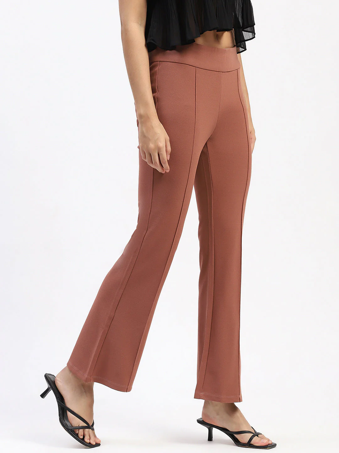 Madame Pleated Solid Rose Trousers - Image 3