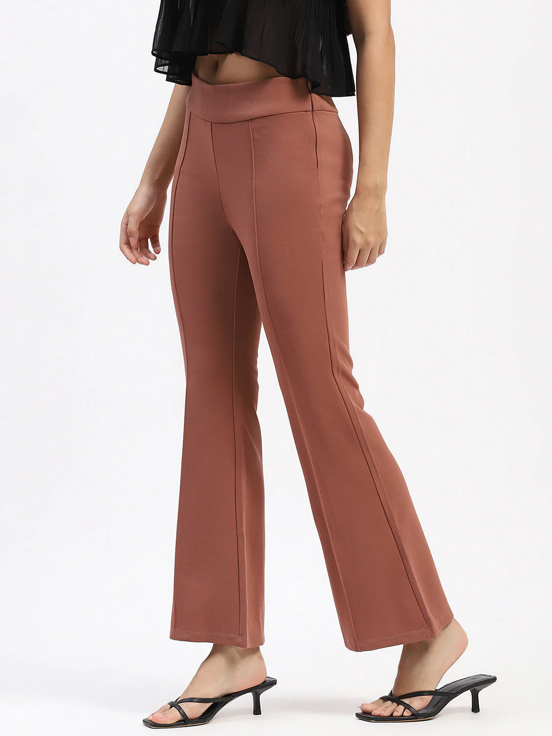 Madame Pleated Solid Rose Trousers - Image 4