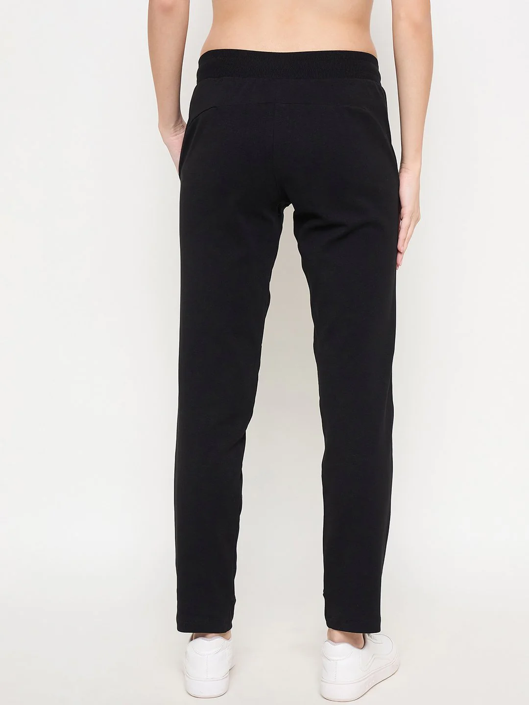 Madame Typography Adorned Cotton Blend Black Track Bottom - Image 5