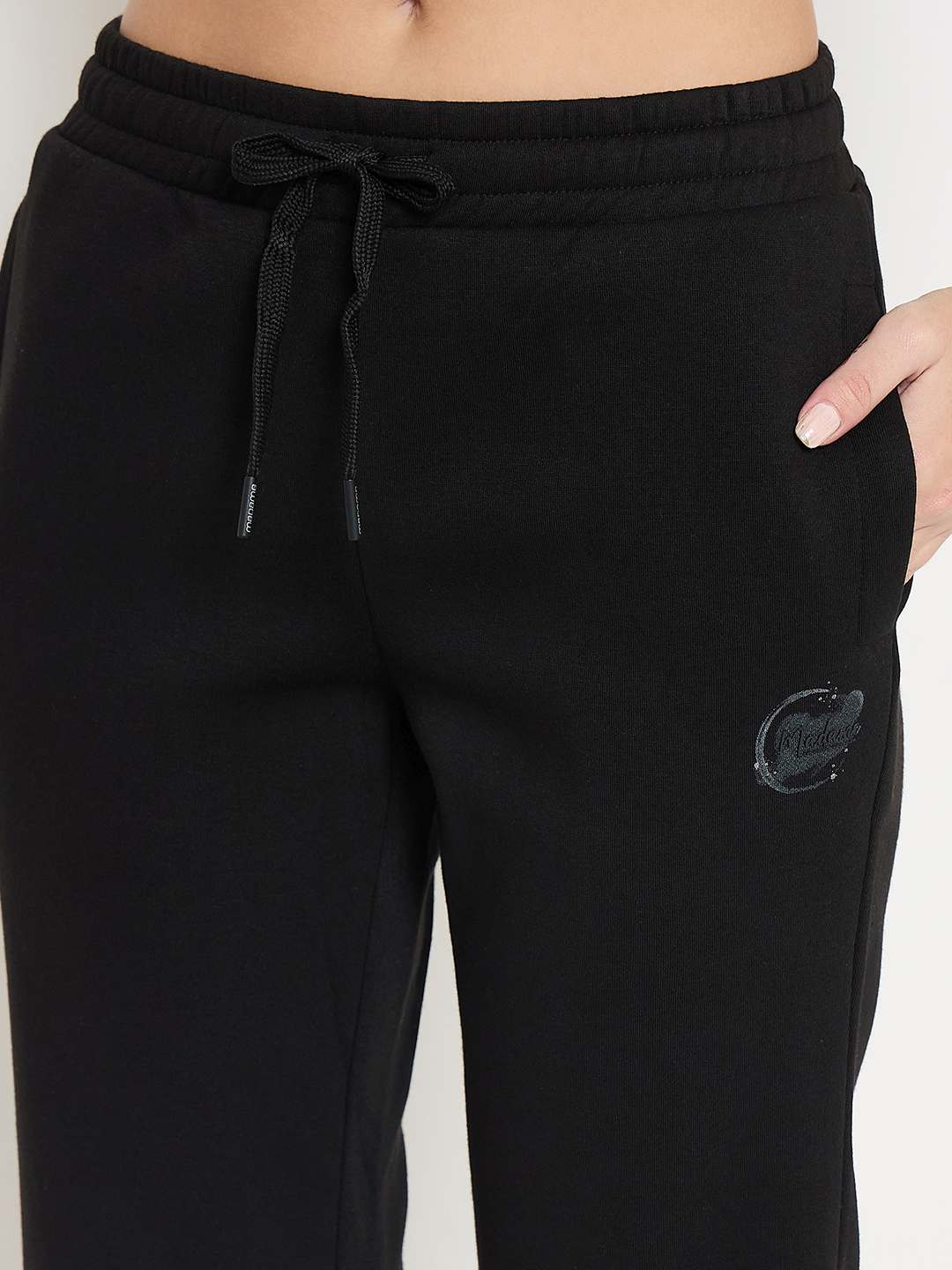 Madame Typography Print Black Cotton Blend Track Bottoms - Image 7