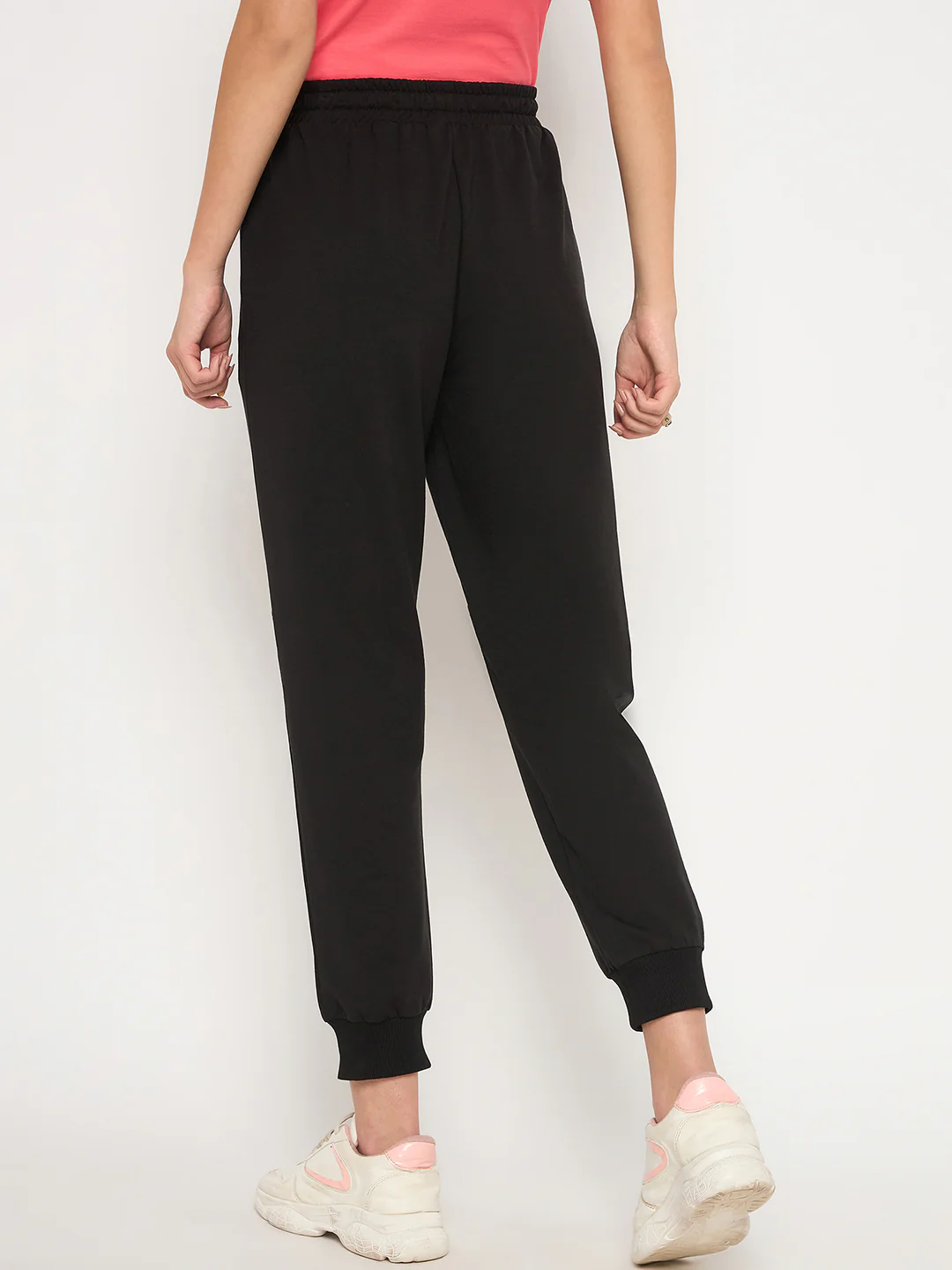 Madame Knit Reverse Panels Solid Black Jogger Style Track Bottoms - Image 5