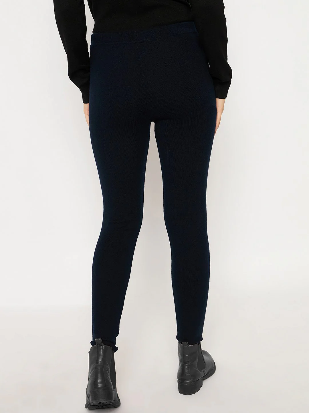 Madame Skinny Fit Solid Navy Blue Tights - Image 5