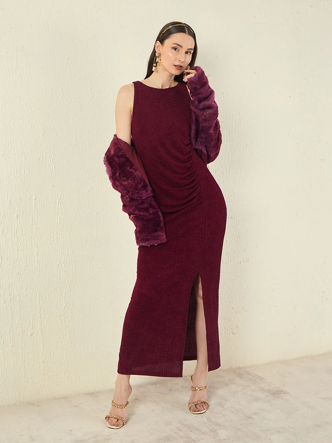 Madame Open Front Full Sleeve Fur Shrug - Image 5