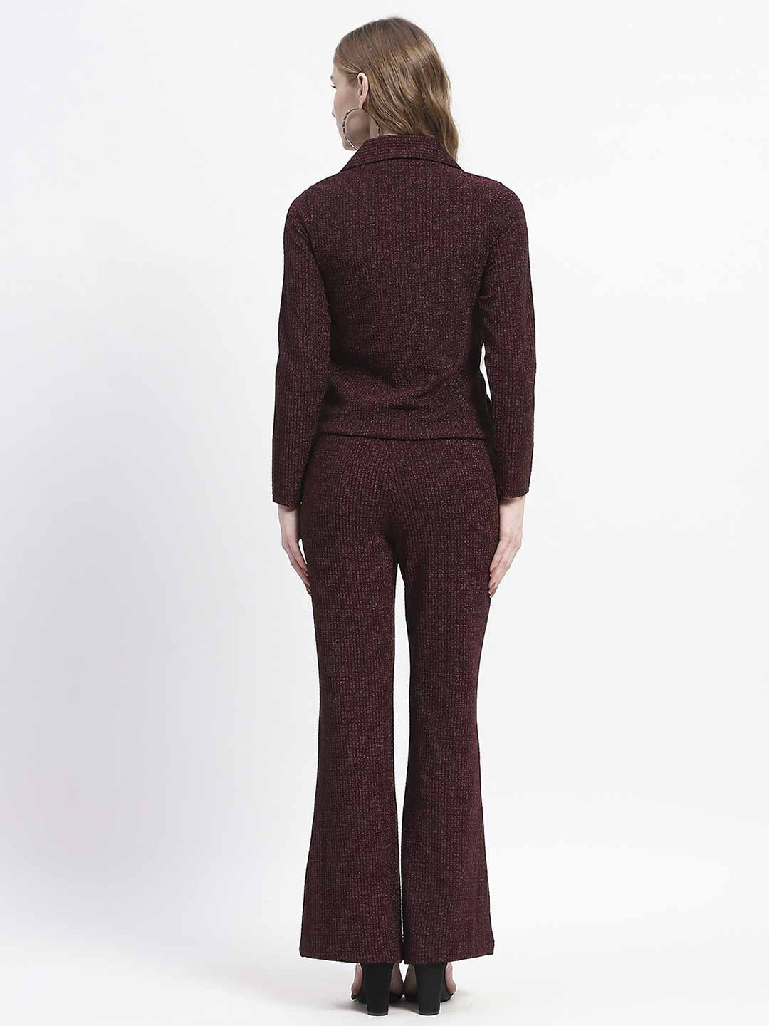 Madame Plum Twist Front Top and Wide-Leg Pants Co-ord Set - Image 5