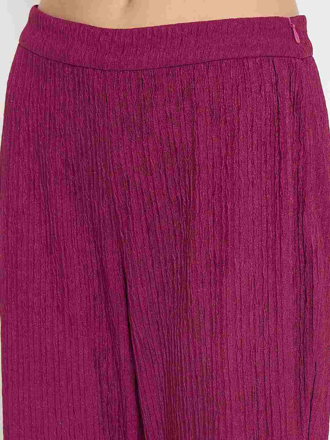 Madame Ribbed Belted Top and Bottom Plum Co-Ord Set - Image 7