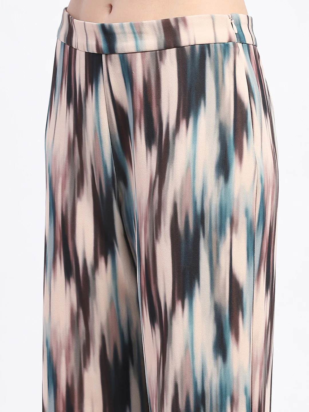 Madame Knit Moss Printed Belted Top And Bottom Beige Co-Ord Set - Image 8