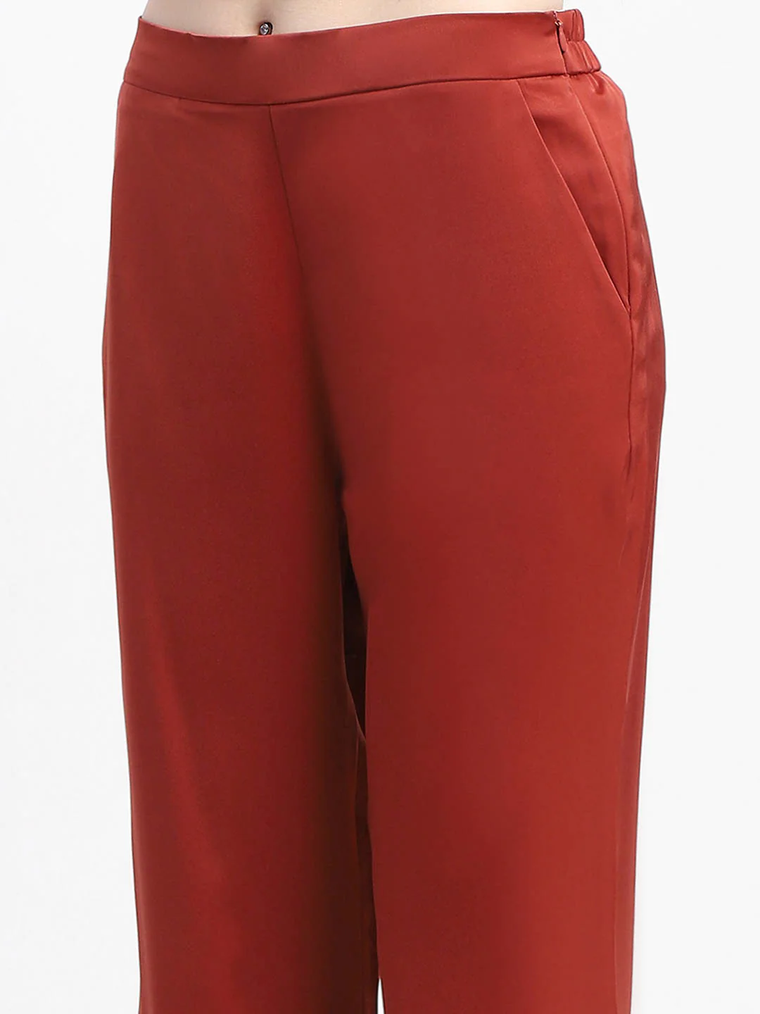 Madame Belted Shirt and Trousers Rust Orange Co-ord Set - Image 6