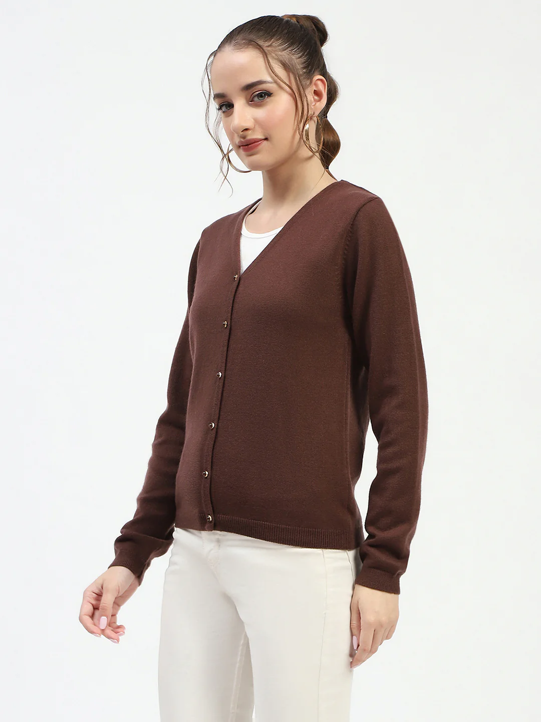 Madame Brown Button-Up Cardigan - Image 2