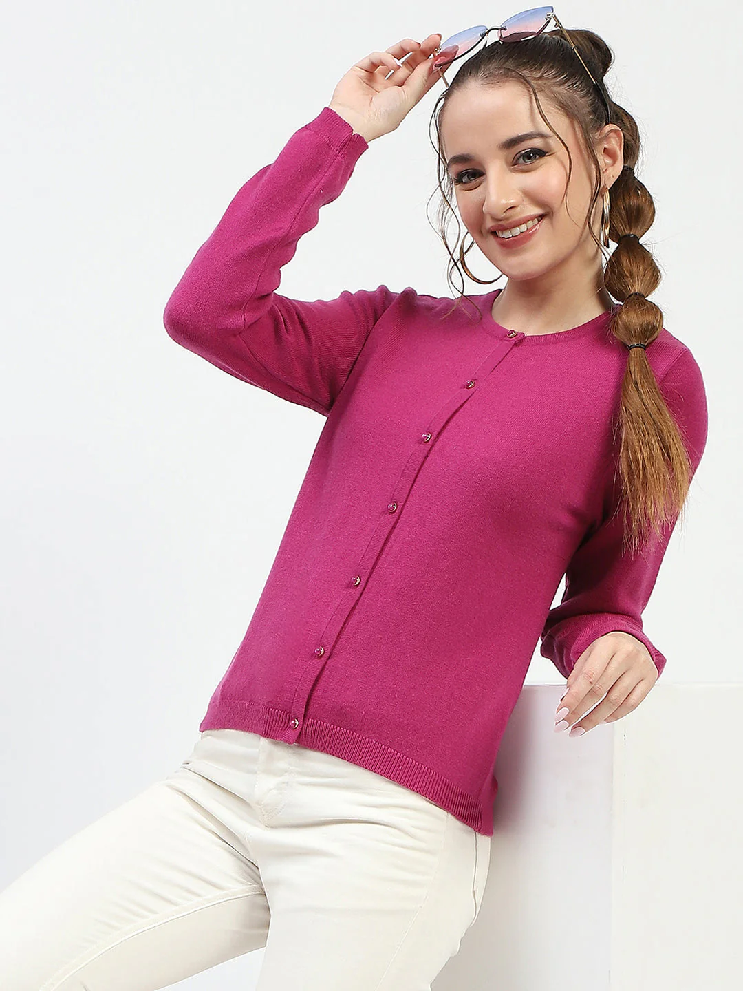 Madame Magenta Button-Up Cardigan - Image 6