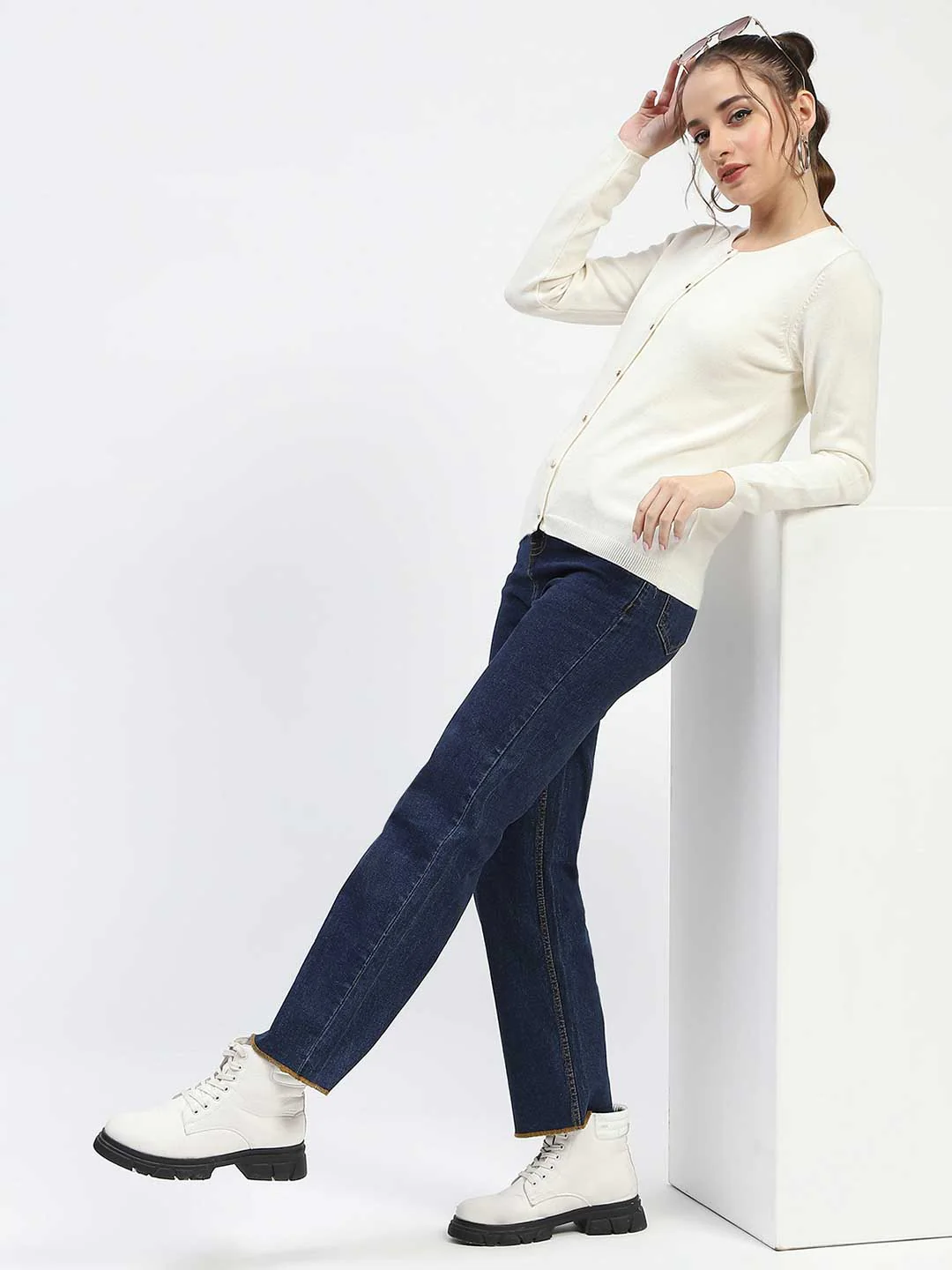 Madame Off-White Button-Up Cardigan - Image 2