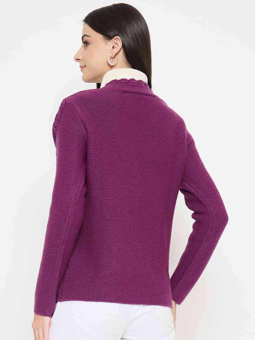 Madame Cable Knit Plum Cardigan - Image 6