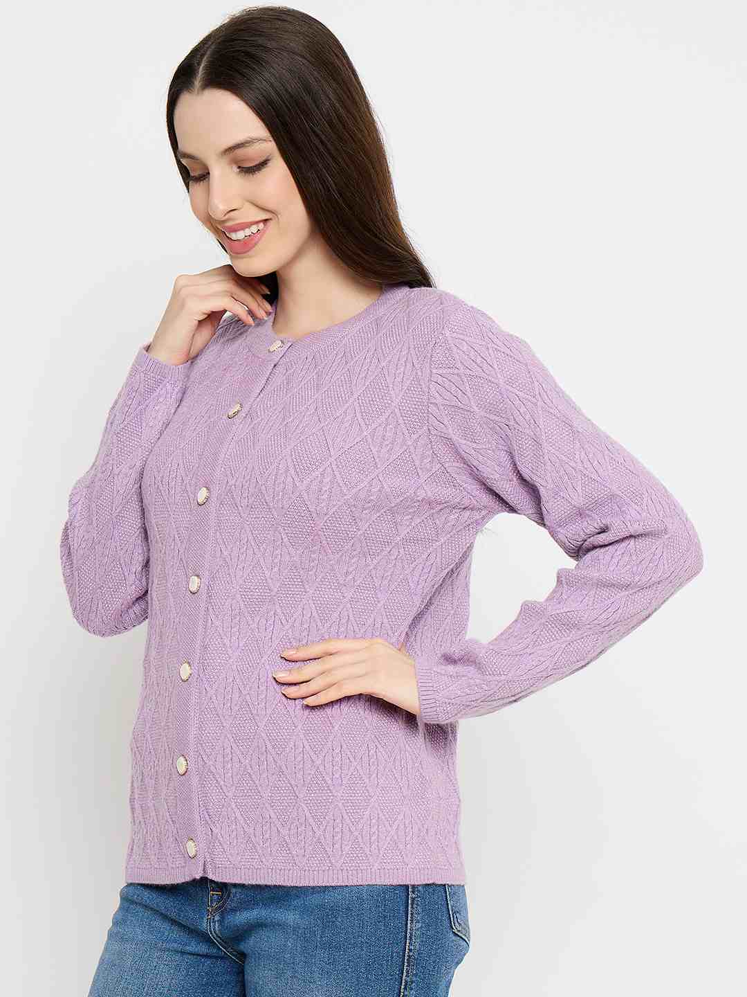 Madame Cable Knit Lilac Cardigan - Image 5