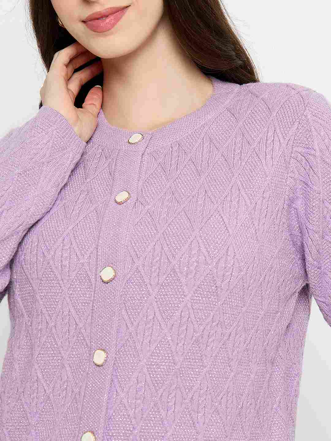 Madame Cable Knit Lilac Cardigan - Image 7