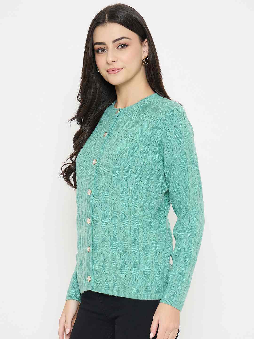 Madame Cable Knit Sea Green Cardigan - Image 5
