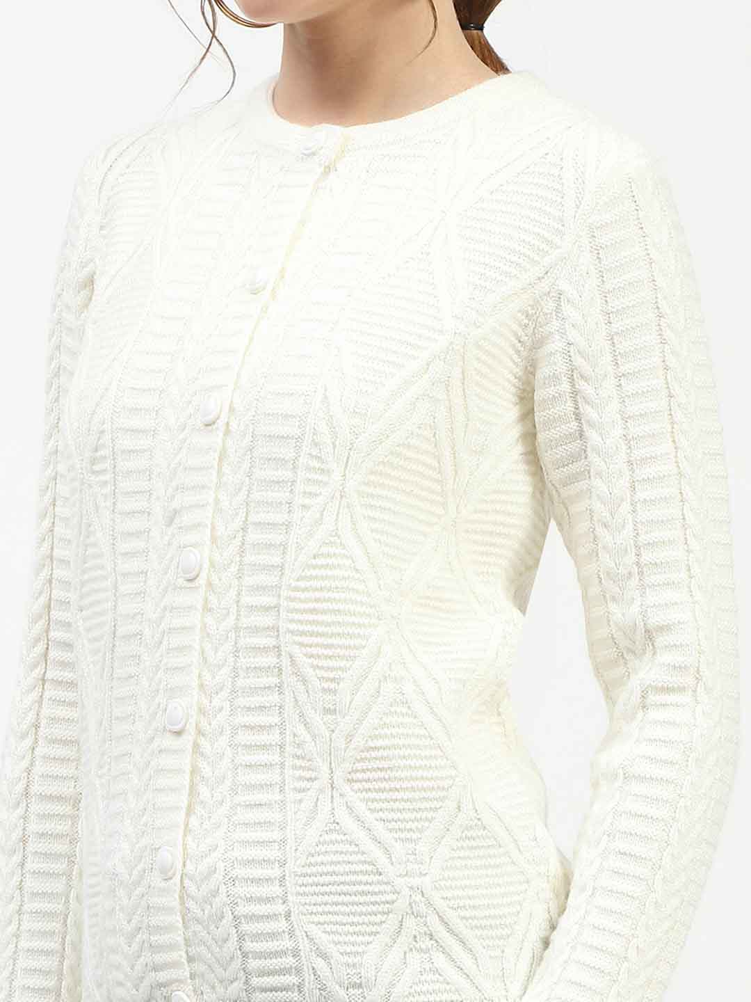 Madame White Buttoned Cardigan - Image 6