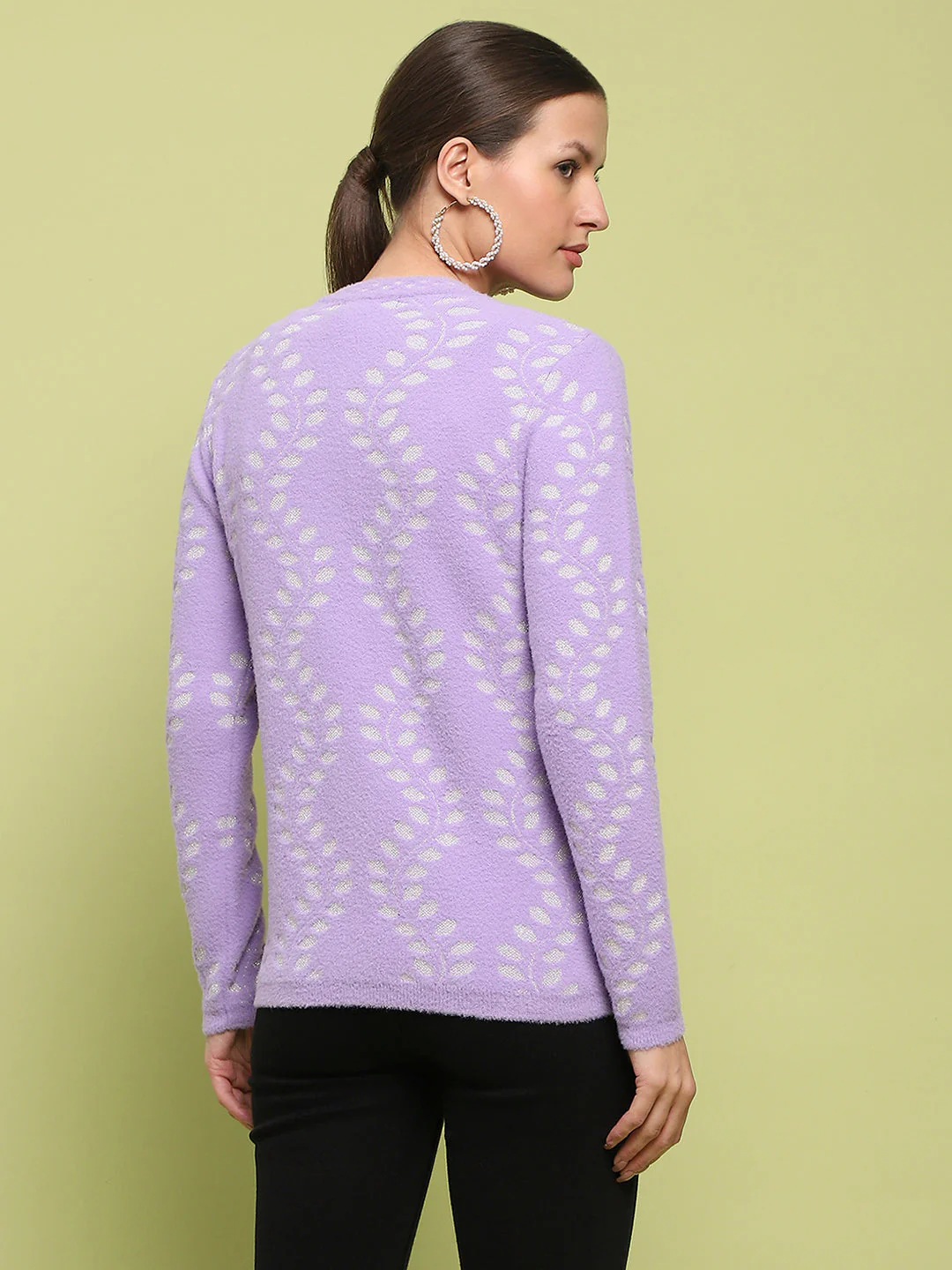 Madame Self Design Buttoned Lilac Cardigan - Image 6