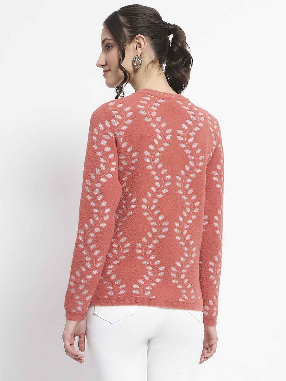 Madame Self Design Full Sleeve Cable Knit Rust Cardigan - Image 6
