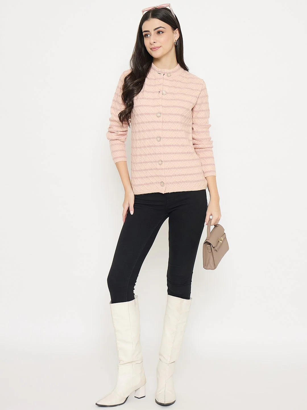 Madame Striped Peach Cardigan - Image 2