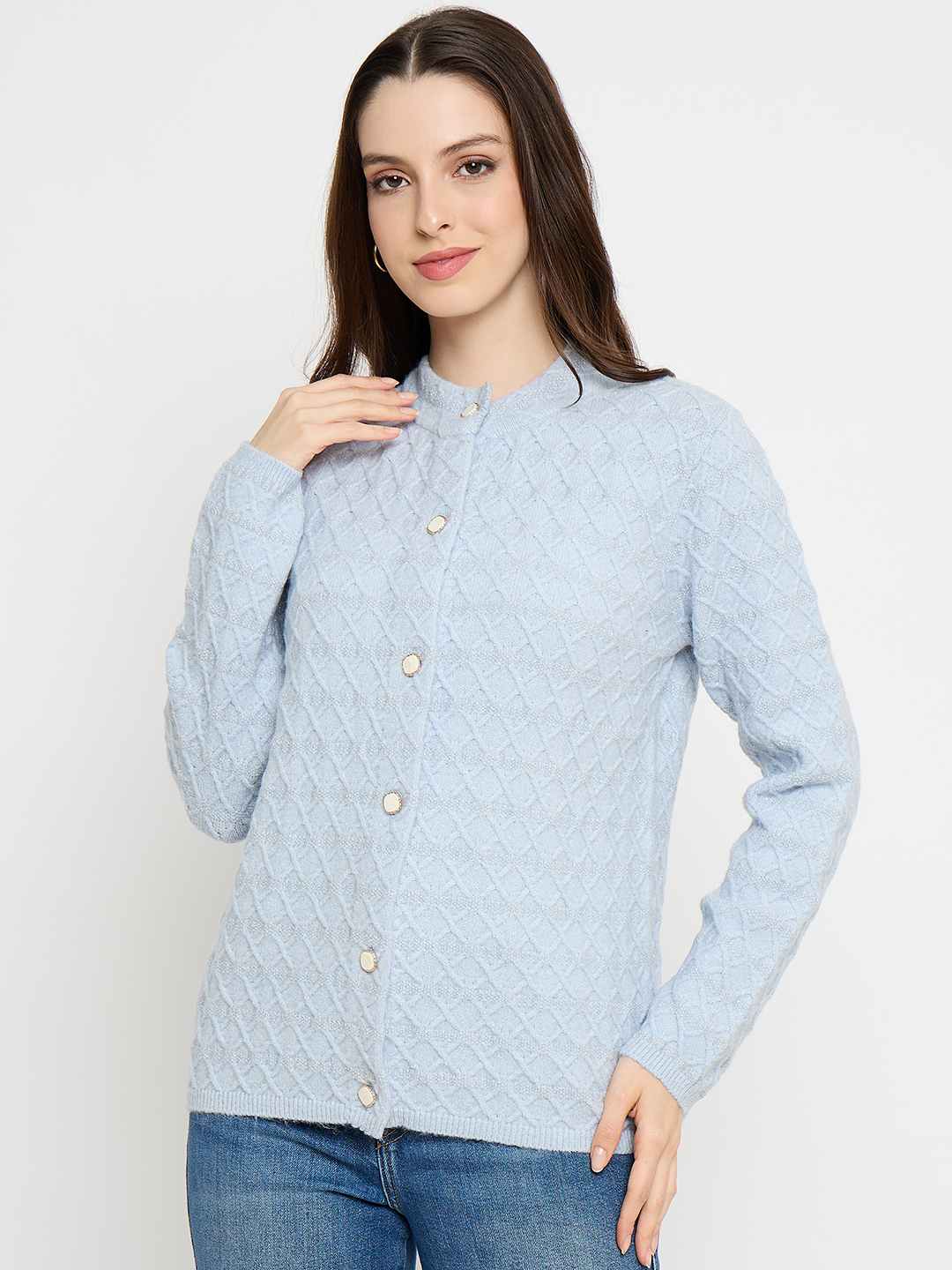 Madame Striped Sky Blue Cardigan - Image 3