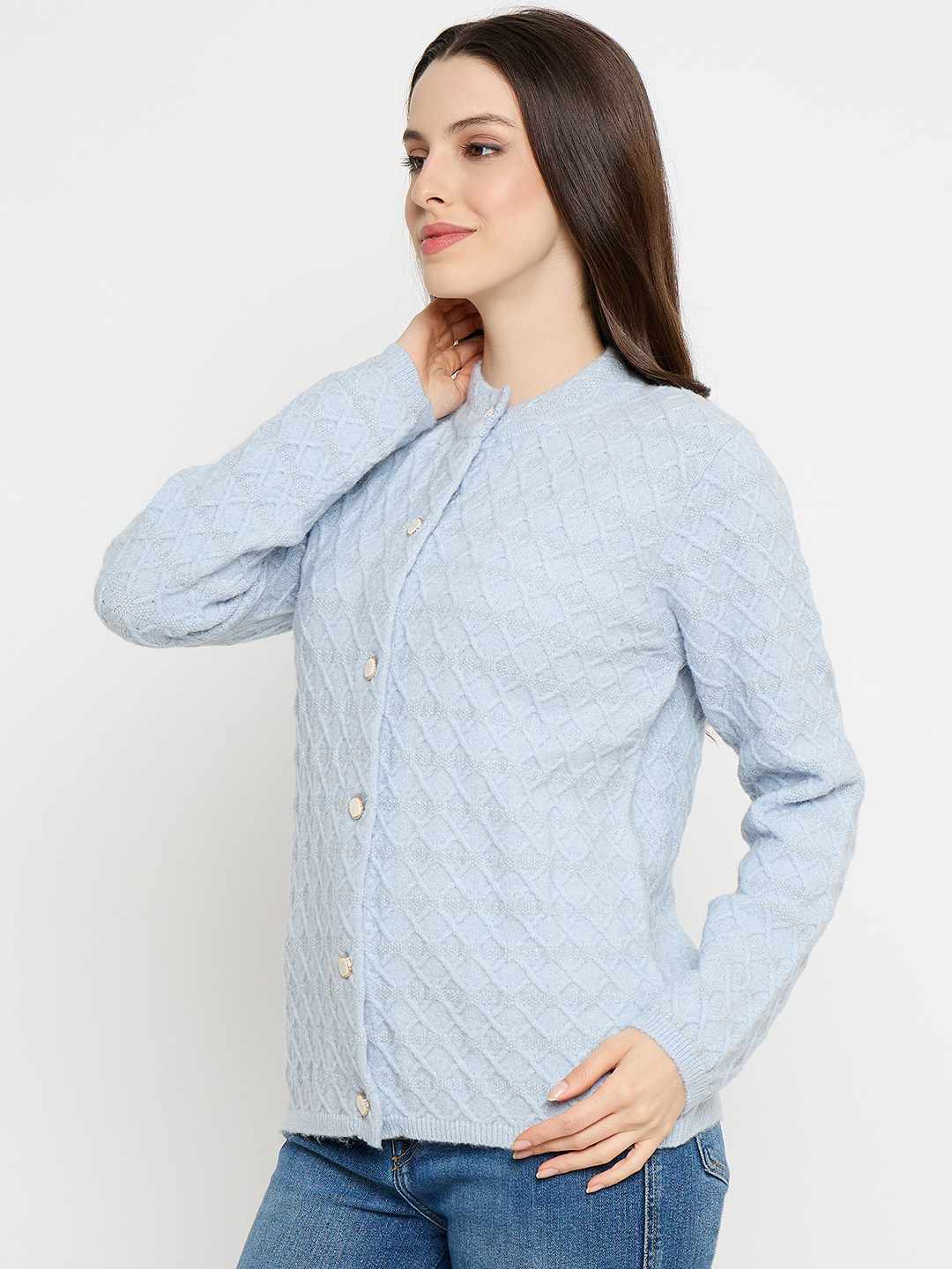 Madame Striped Sky Blue Cardigan - Image 5