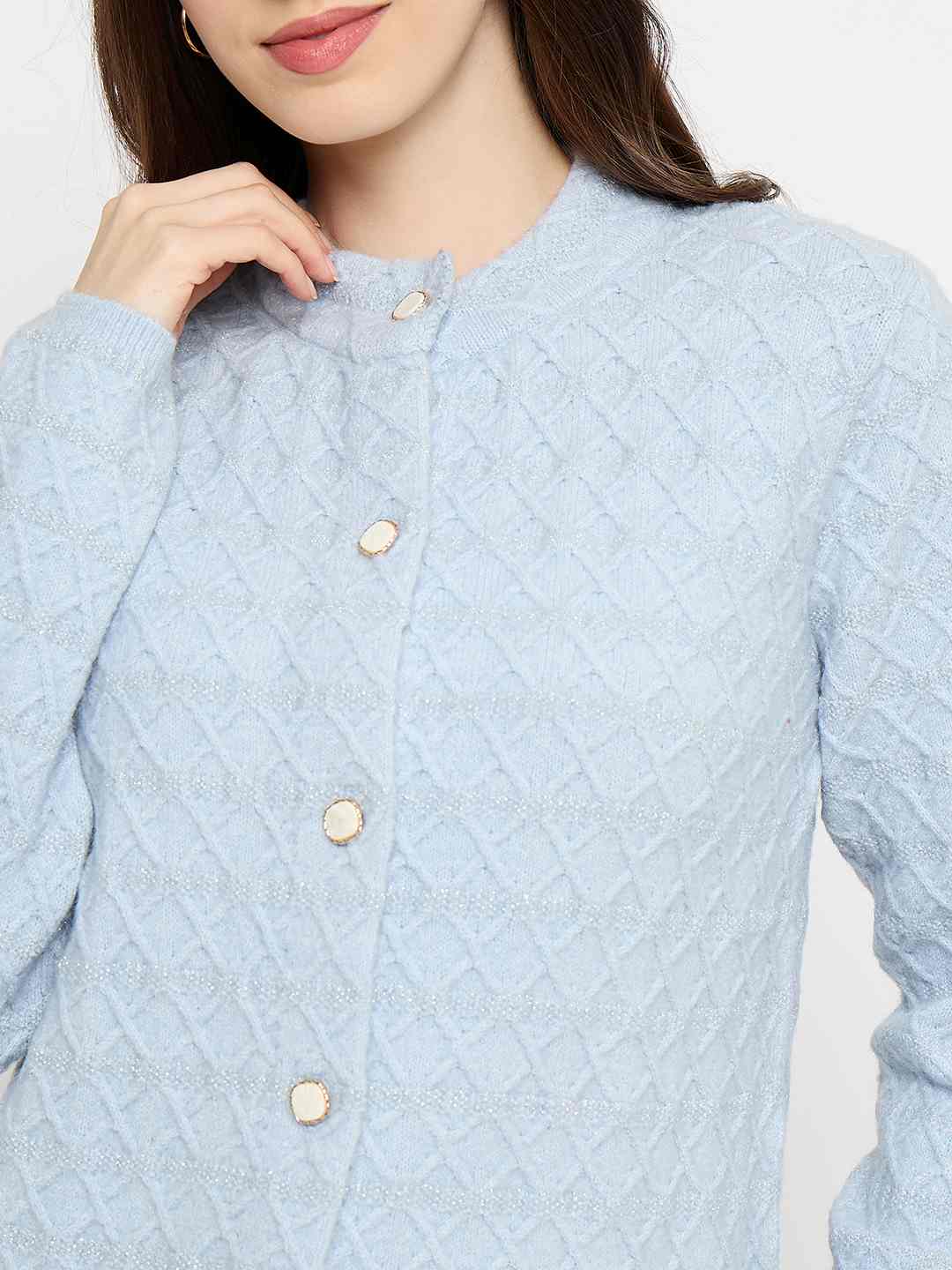 Madame Striped Sky Blue Cardigan - Image 7