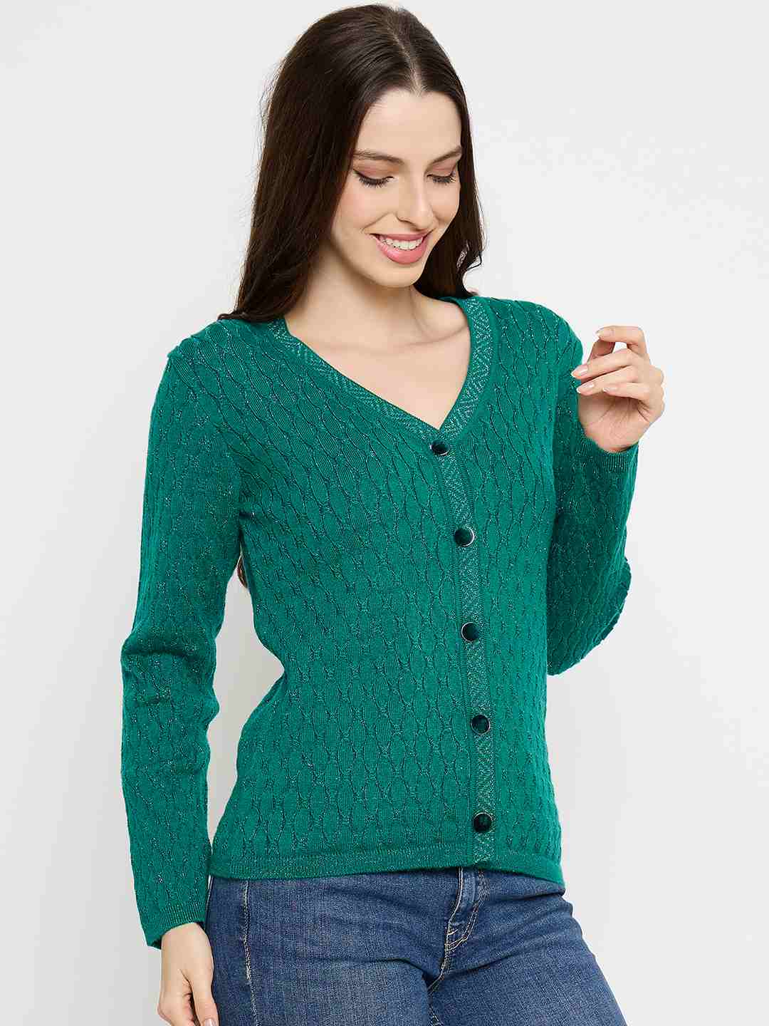 Madame Cable Knit Emerald Green Cardigan - Image 4
