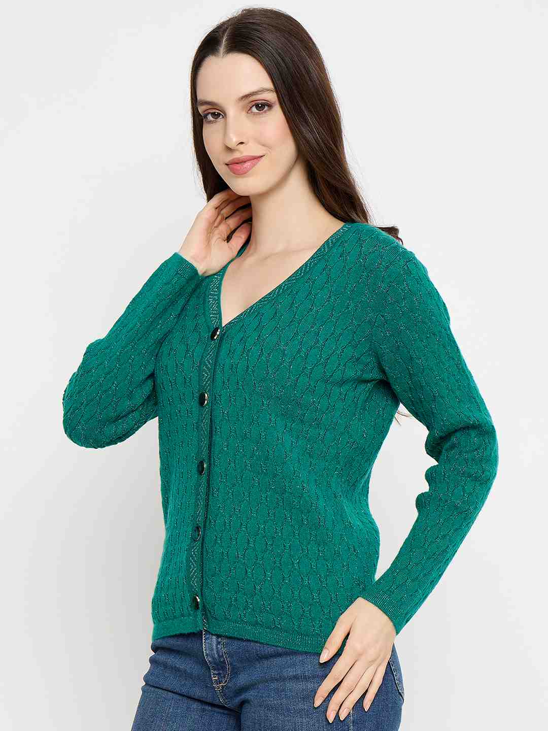 Madame Cable Knit Emerald Green Cardigan - Image 5