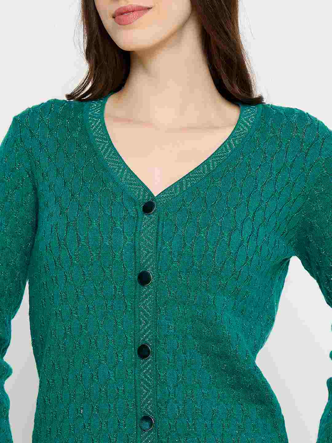 Madame Cable Knit Emerald Green Cardigan - Image 7