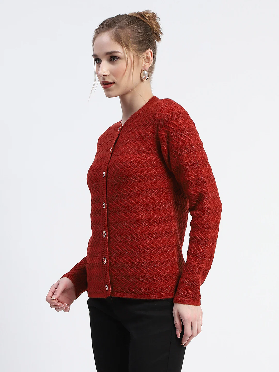 Madame Rust Cable Knit Button Down Cardigan - Image 4