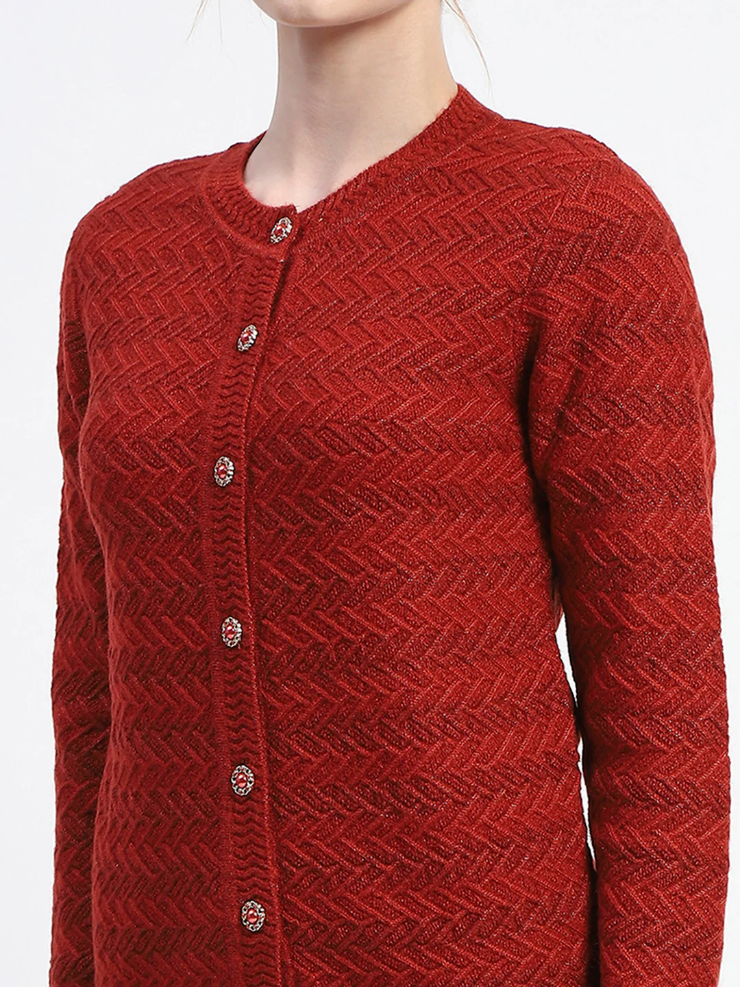 Madame Rust Cable Knit Button Down Cardigan - Image 6