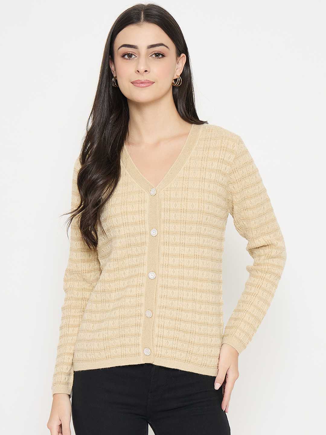 Madame Self Design Beige Cardigan - Image 3